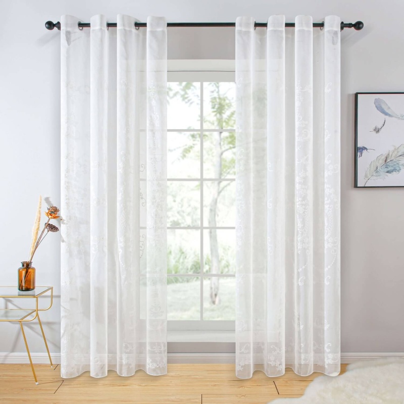 White Sheer Curtain Panel - Dolce Mela Idra