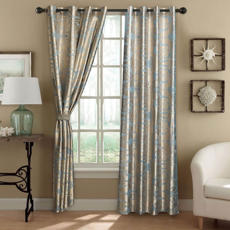 St. Petersburg Semi-Blackout Jacquard Grommet Curtain Panel, 60 x 100 Inches