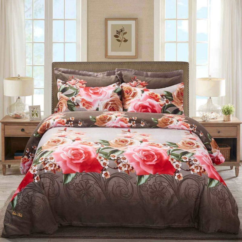 Duvet Cover Set, Queen Size Floral Bedding, Dolce Mela - Rose Medley