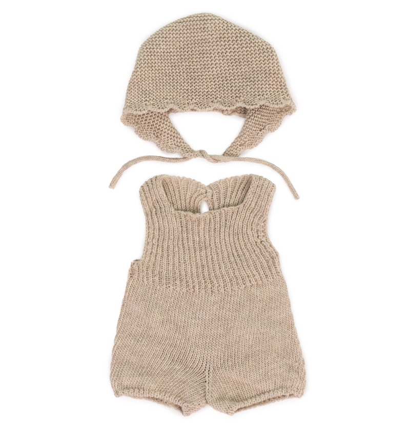 Knit Doll Outfit – 15" Romper & Bonnet