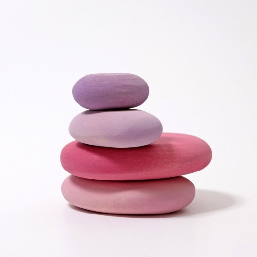 Grimm's River Pebbles - Wooden Blocks Building Set Flamingo (Pastel)