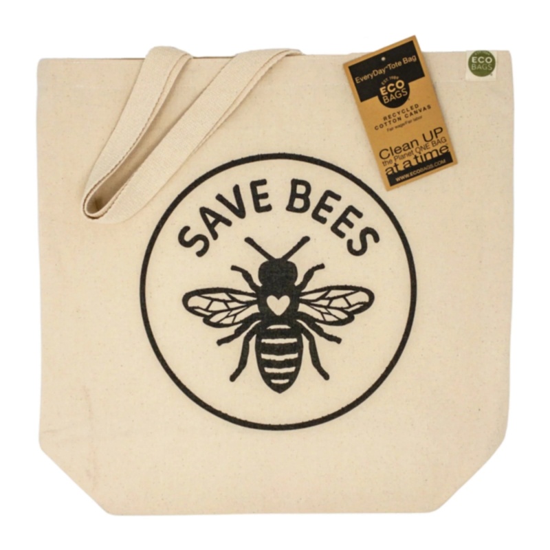 Save Bees Recycled Cotton Canvas Eco Bag-Bulk 50 Bags