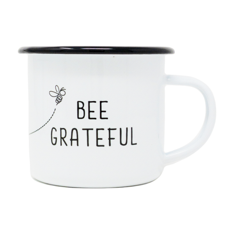12 Oz. Enamel Bee Grateful Mug - 6 Mugs Per Pack