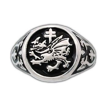 Order Of The Dragon Signet Ring - Enameled