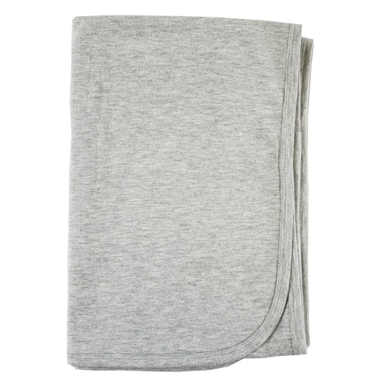 Heather Grey Interlock Receiving Blanket Size : 30 X 40