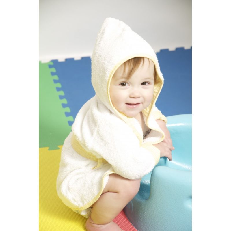 White Terry Hooded Bath Robe - 960W Size : Up To 9 Months / Color : White