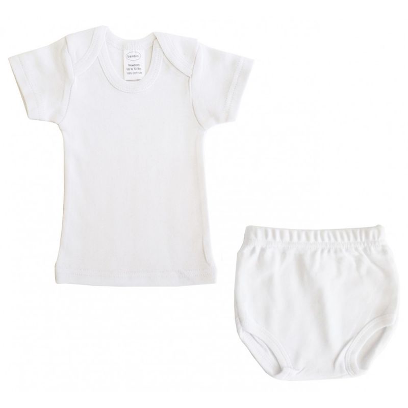Interlock White Short Sleeve Lap TShirt & Underwear Set