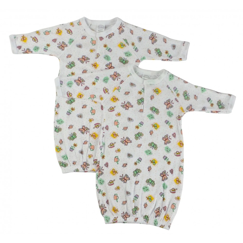 Butterfly Print Infant Gowns (Pack Of 2) Size : Nb