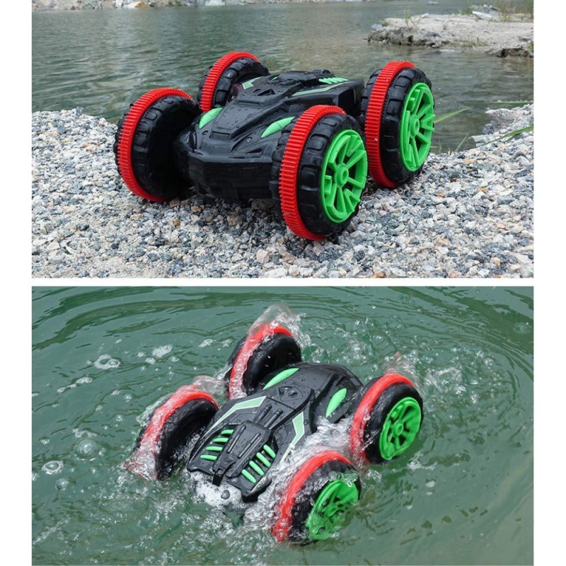 Rc Car 2.4 Ghz Remote Control Amphibious Off Road Electric Race Stunt Car Double Sided Roll Vehicle 360 Degree Spins And Flips Land & Water