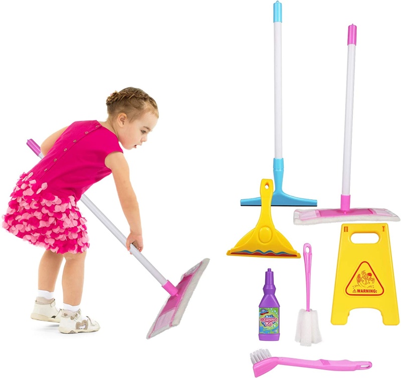 Kids Cleaning Play Set 7 Piece Pretend Play Toy Set Housekeeping Learning Toys For Toddler 3 Year Old