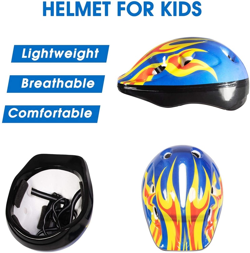 Kids Helmet With Knee Elbow Wrist Pads - Adjustable Ultralight Toddlers Toys Protective Gear Set For Skating Walking Cycling, Age 1-6