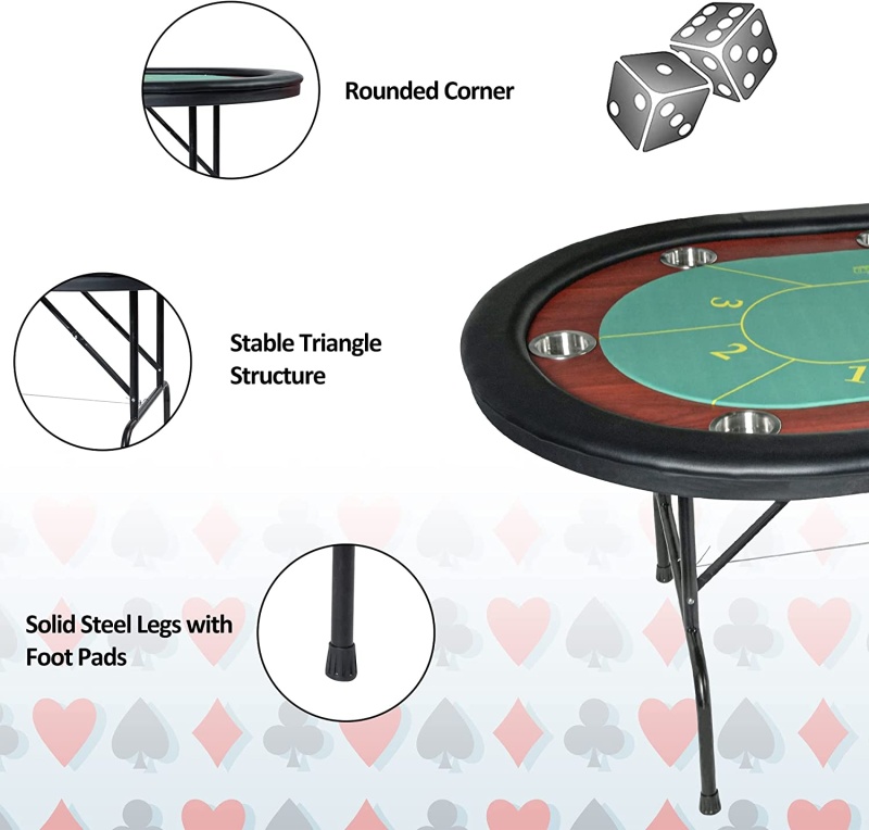 10 Player Oval Folding Poker Table Texas Holdem Poker Table With ...