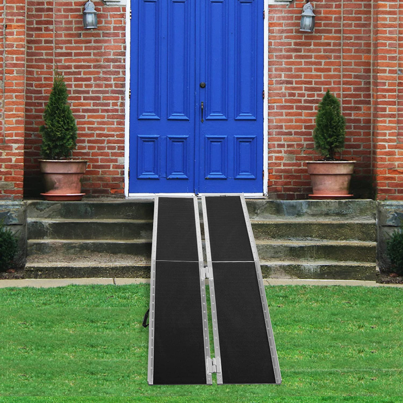 7Ft Folding Aluminum Wheelchair Ramp With Handle, Utility Mobility