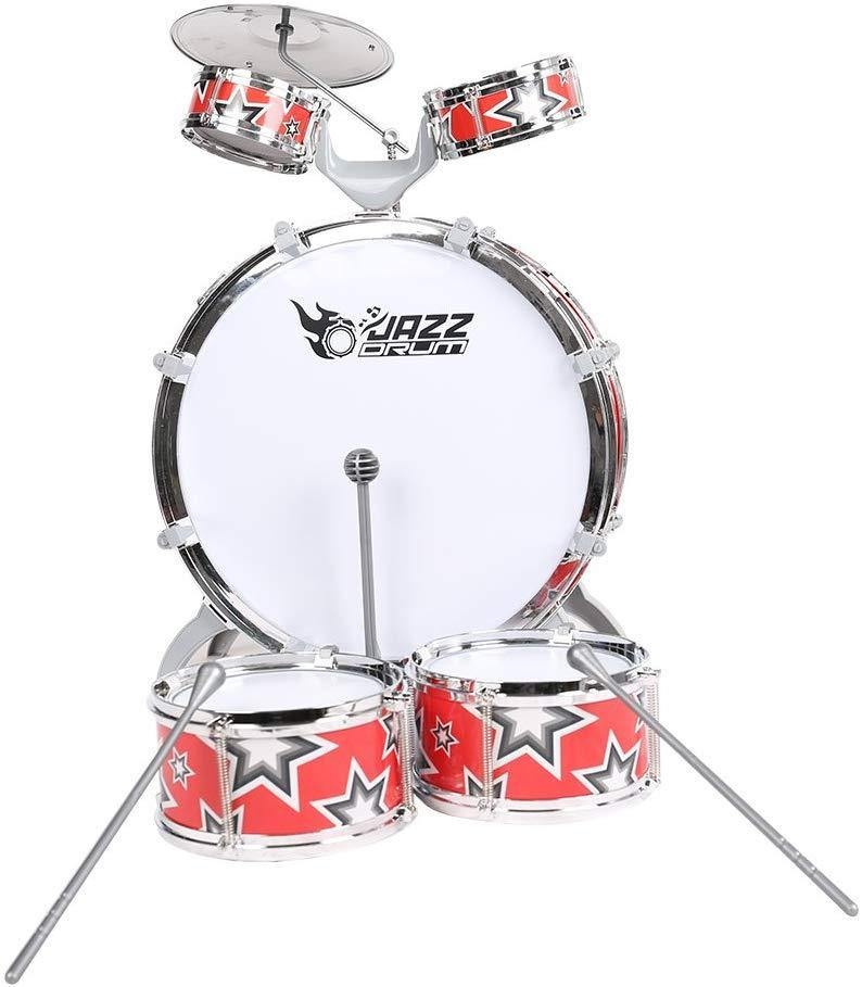 (Out Of Stock) Kid's Jazz Musical Instrument Drum Play Set With 5 Drums And 1 Chair