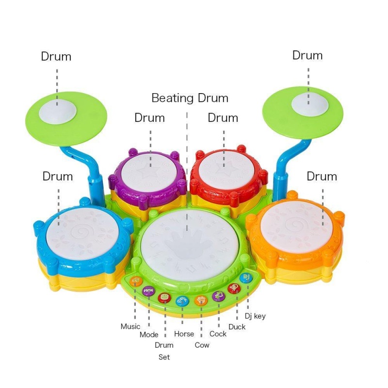 (Out Of Stock) Musical Instrument Hand Drum Toy With Flash Lights For Kids Early Learning