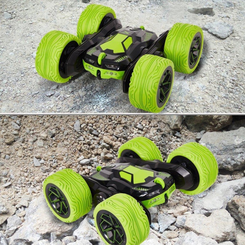 Rc Cars Off-Road, 4Wd Remote Control Monster Truck Rotate 360 Double Sided Race Car /Green