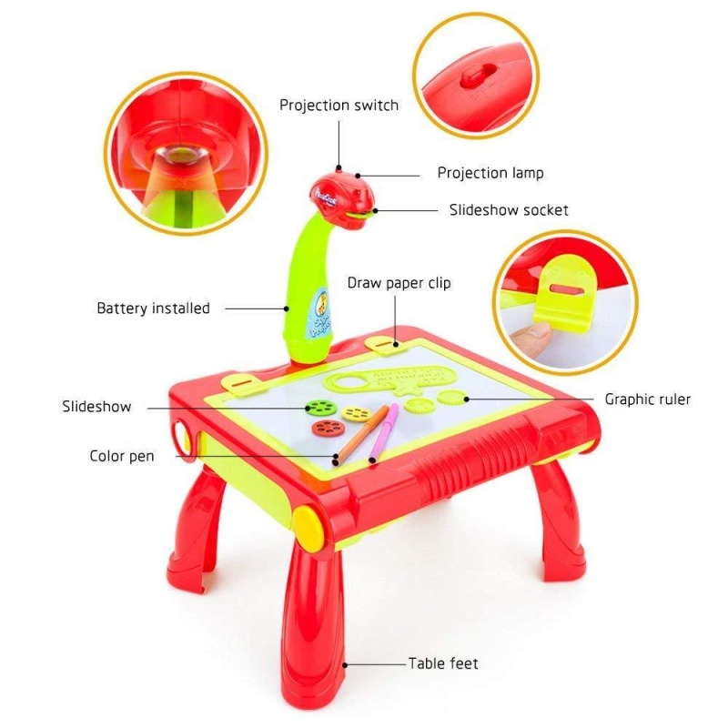 Educational Development Drawing Toy Study Table With Projector Toy For Girls & Boys Ages 6 7 8 9