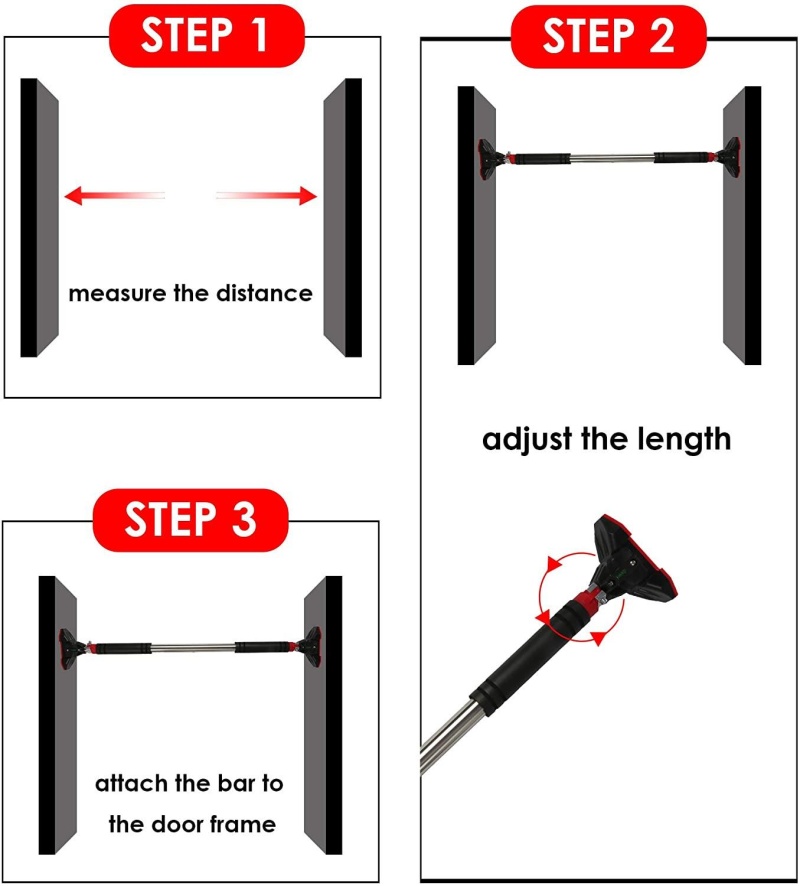 2 X Doorway Pull Up Bar Multifunctional Locking Chin Up Bar W/ Adjustable Width