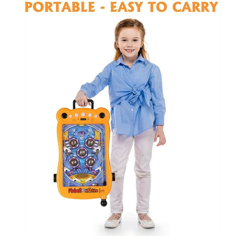 Mini Pinball Machine Portable Tabletop Game Kids Interactive Toys Party, Orange