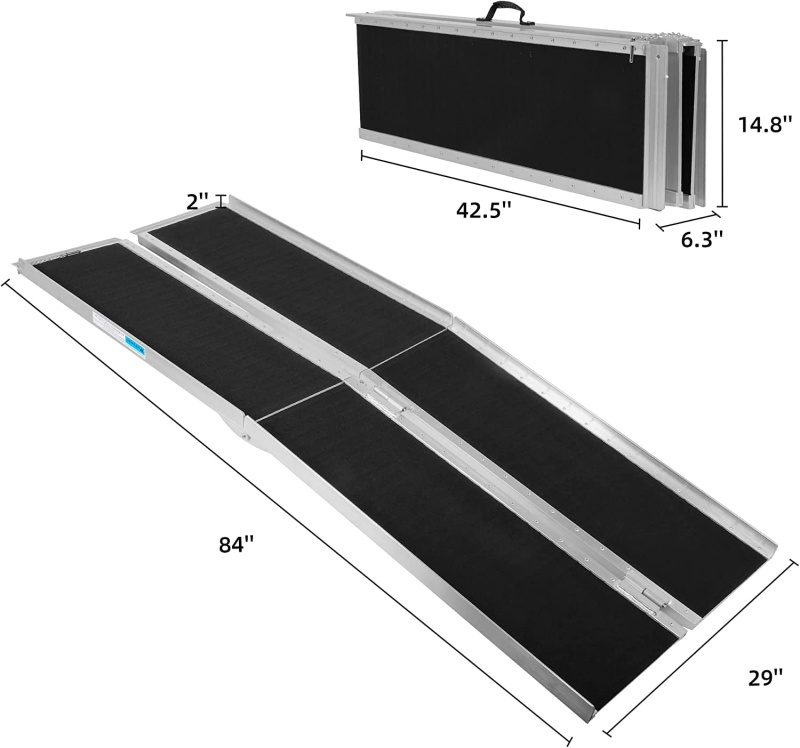 7Ft Folding Aluminum Wheelchair Ramp With Handle, Utility Mobility ...