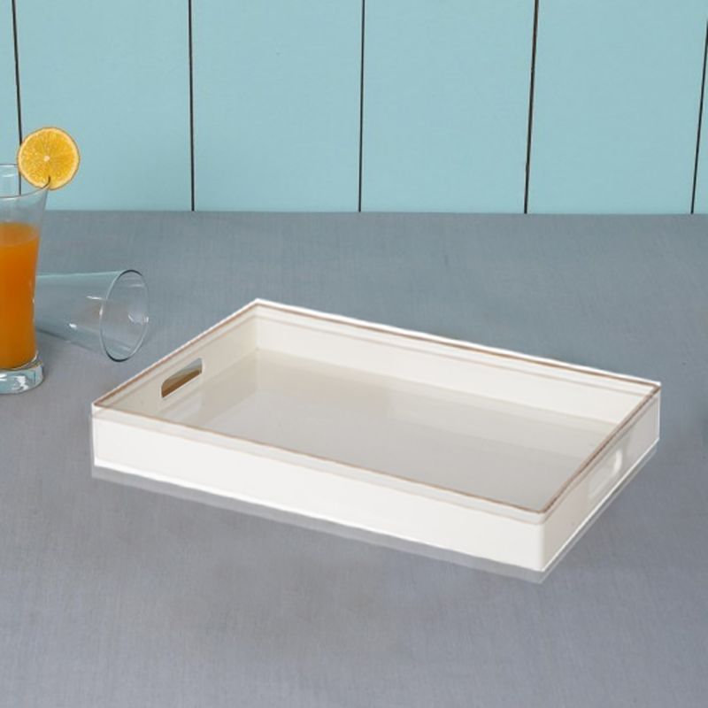 Mimosa Rectangle Tray With Cutout Handles, White