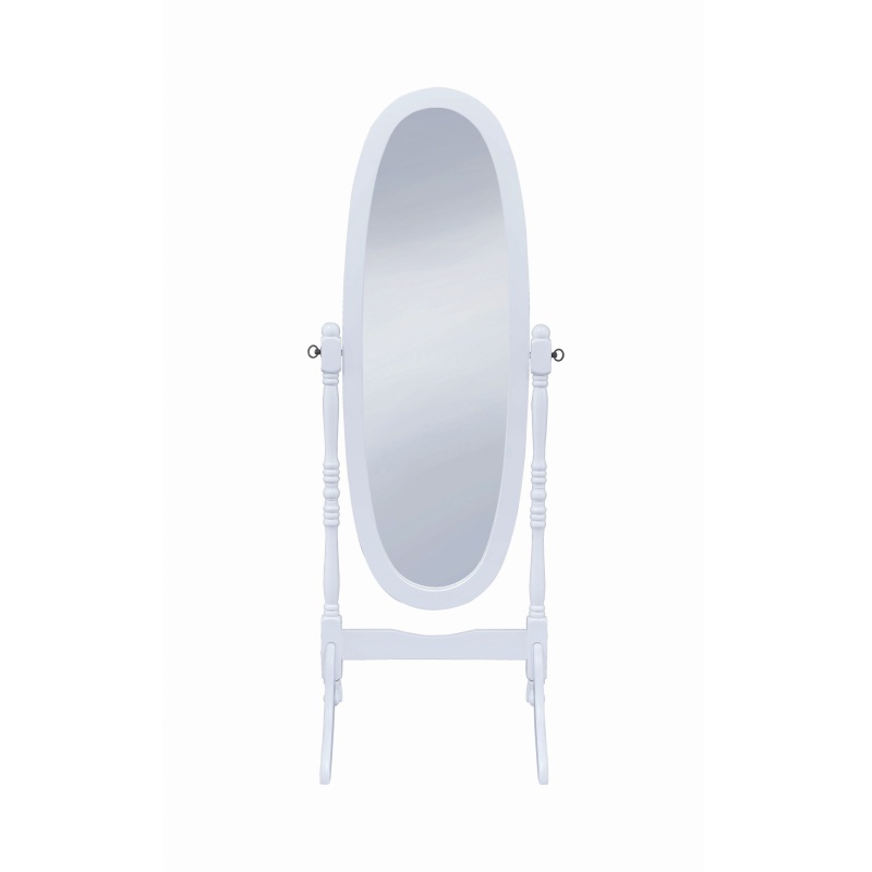Traditional Oval Shaped Cheval Mirror, White