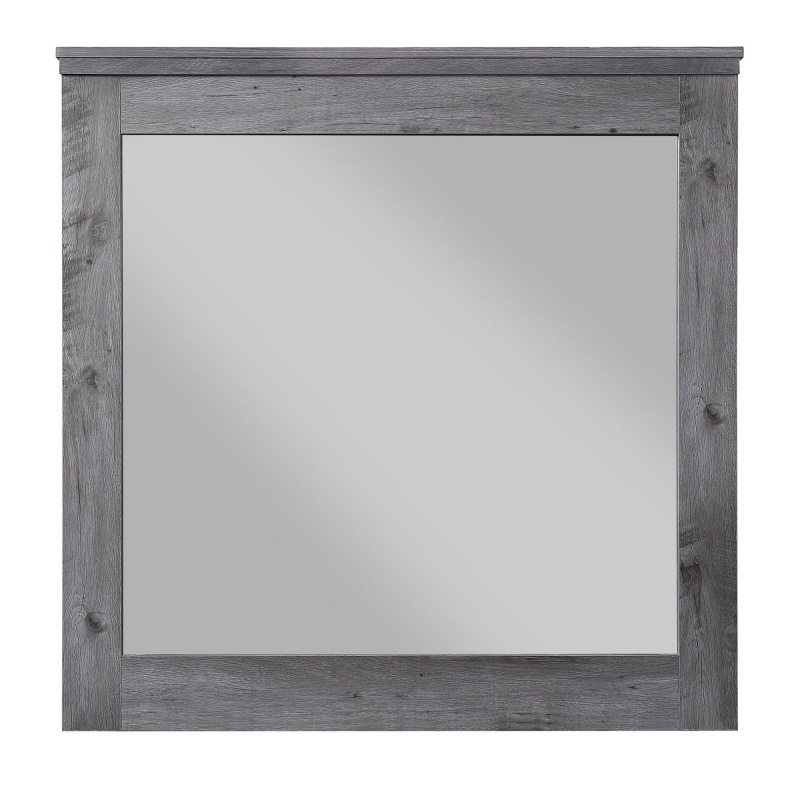 Traditional Wooden Wall Mirror With Rustic Style, Gray