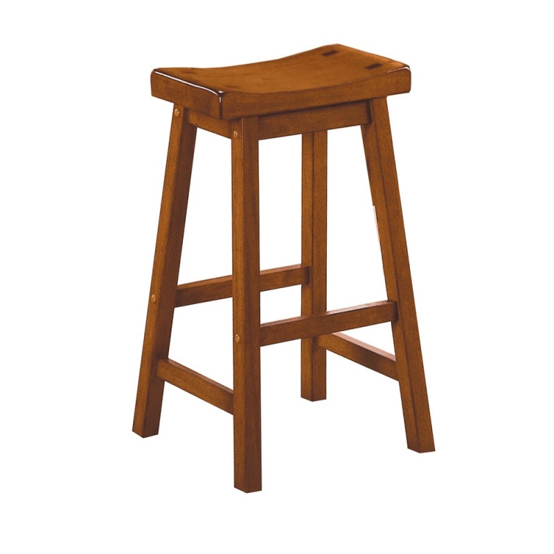 Wooden 29" Counter Height Stool With Saddle Seat, Set of 2
