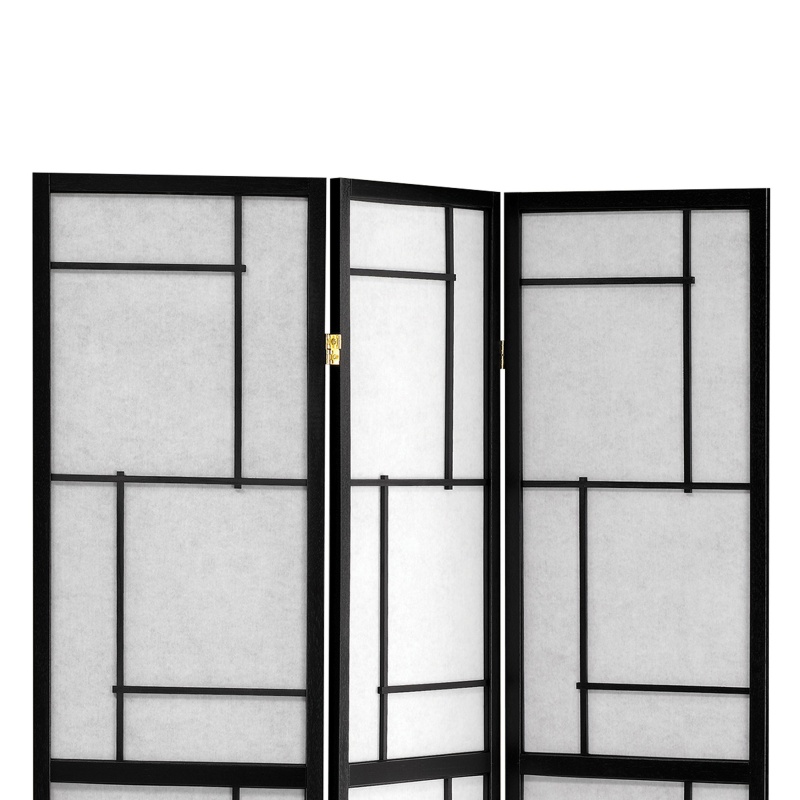 Stylish 3 Panel Wooden Folding Screen, Black