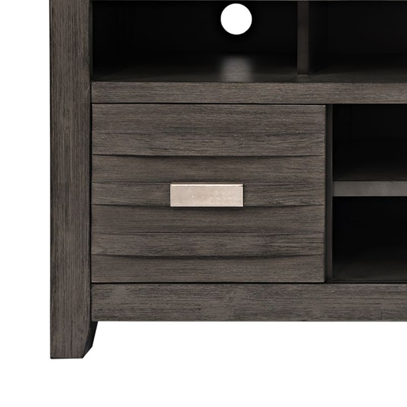 50 Inch Wooden Media Console Table With 3 Open Compartments, Gray