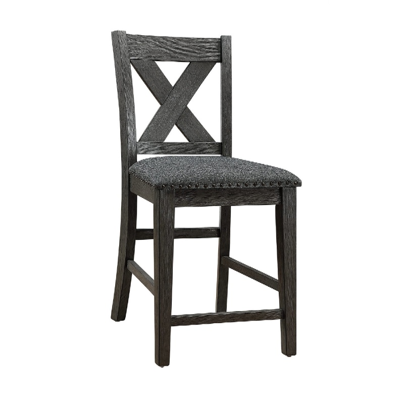 Chair With High X Shaped Back And Nailhead Trim, Set Of 2, Brown