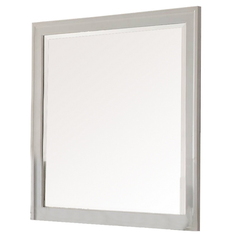 Modern Mirror With Rectangular Frame An Molded Details, White
