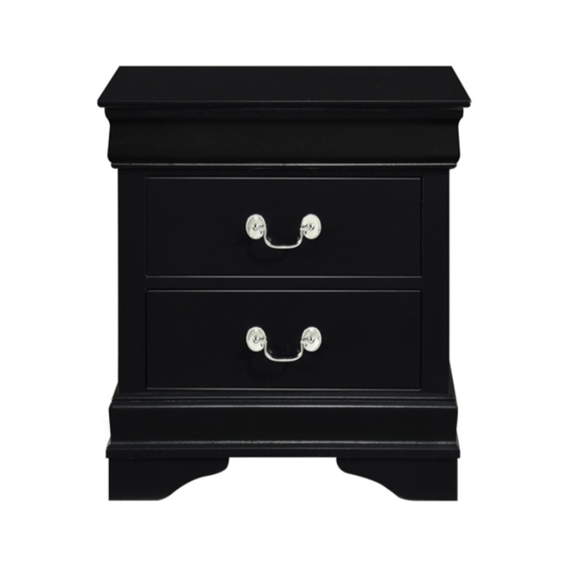 Traditional Style Wooden Night Stand With 2 Drawers Black
