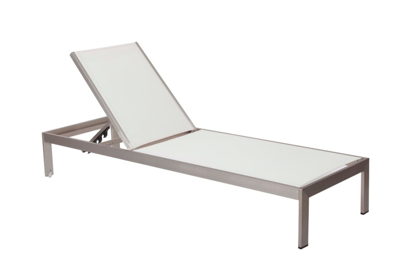 Anodized Aluminum Modern Patio Lounger in White
