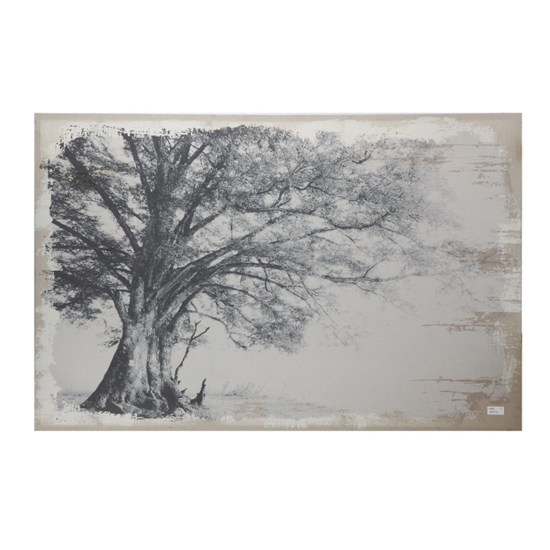 Wavy Tree Canvas Print, Black And Beige