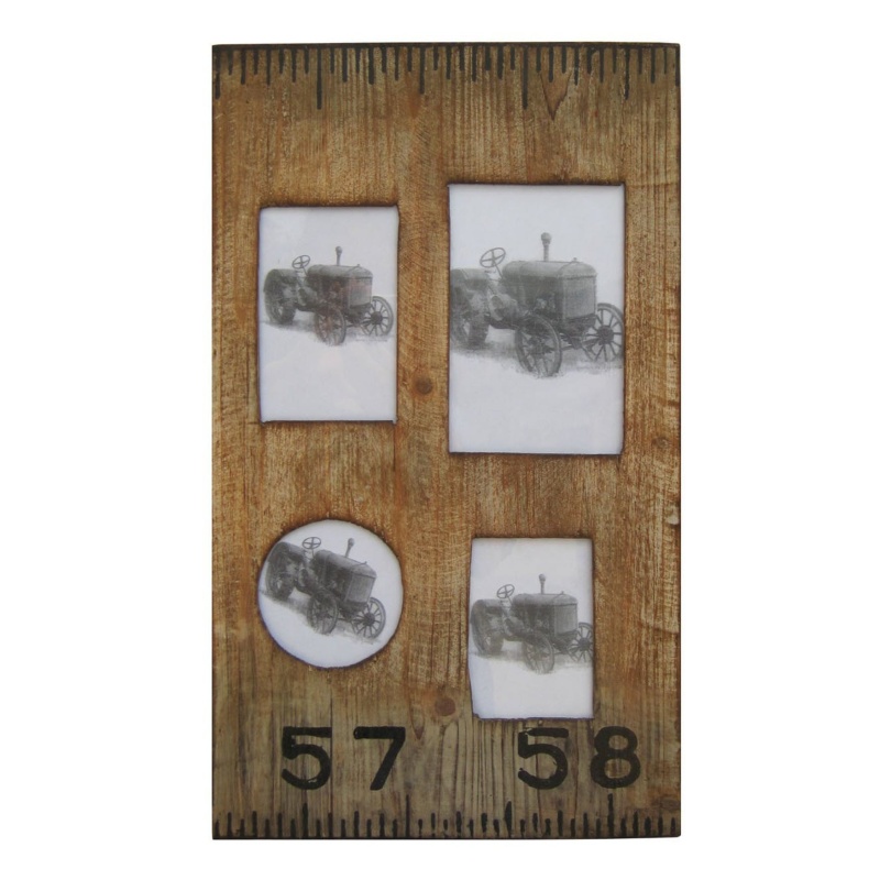 Rectangular Distressed Wooden Frame With 4 Photo Slots, Brown