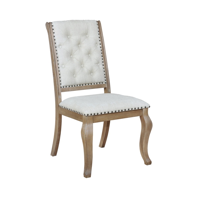 Button Tufted Fabric Side Chairs, Set of 2