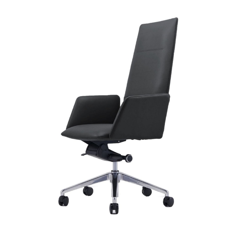 Cid 24 Inch Modern Office Chair, Knee Tilt, Sleek Tall Back, Black