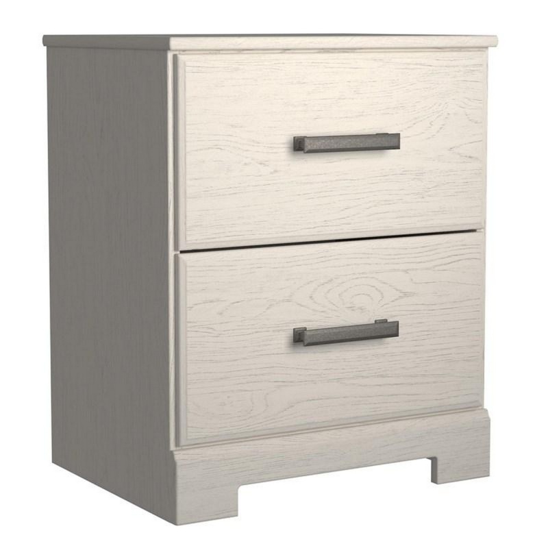 Tely 24 Inch Modern Rustic Composite Wood Nightstand, 2 Drawers, Oak White