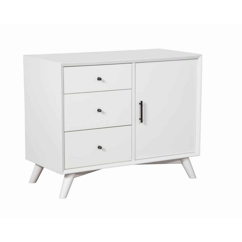 Benjara Wooden Accent Cabinet With 3 Drawers and 1 Door, White