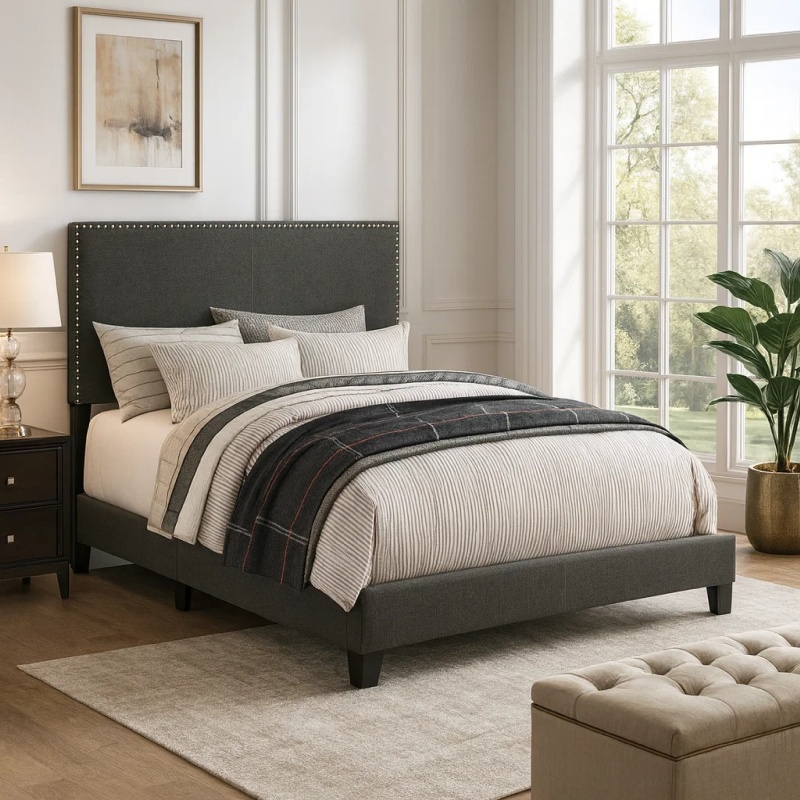 Espresso Upholstered Eastern King Bed