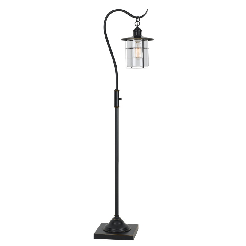 60 Inch Metal Downbridge Floor Lamp With Caged Shade