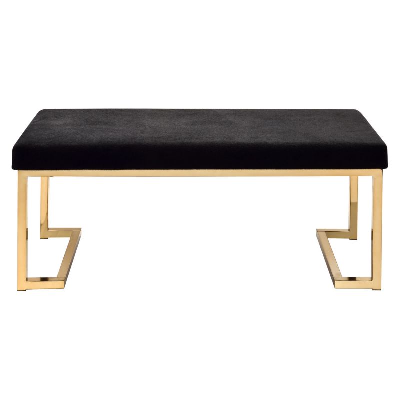 Astonishing Bench, Black Fabric & Gold