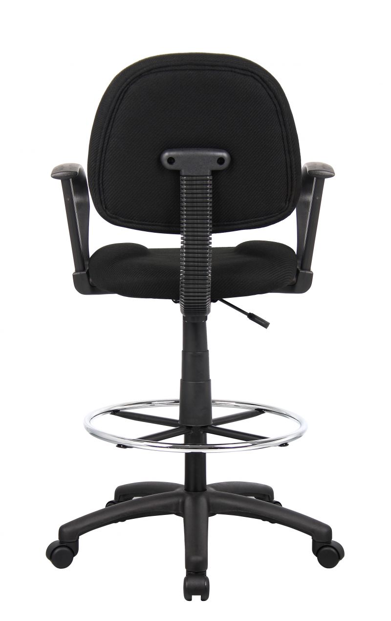 Boss Ergonomic Works Adjustable Drafting Chair With Loop Arms And Removable Foot Rest, Black