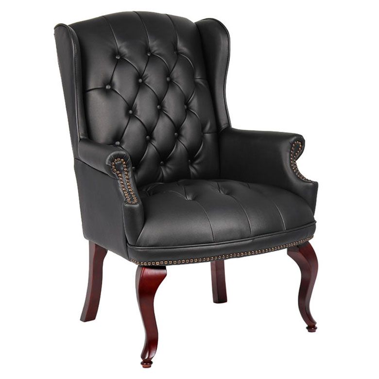 Boss Wingback Traditional Guest Chair In Black