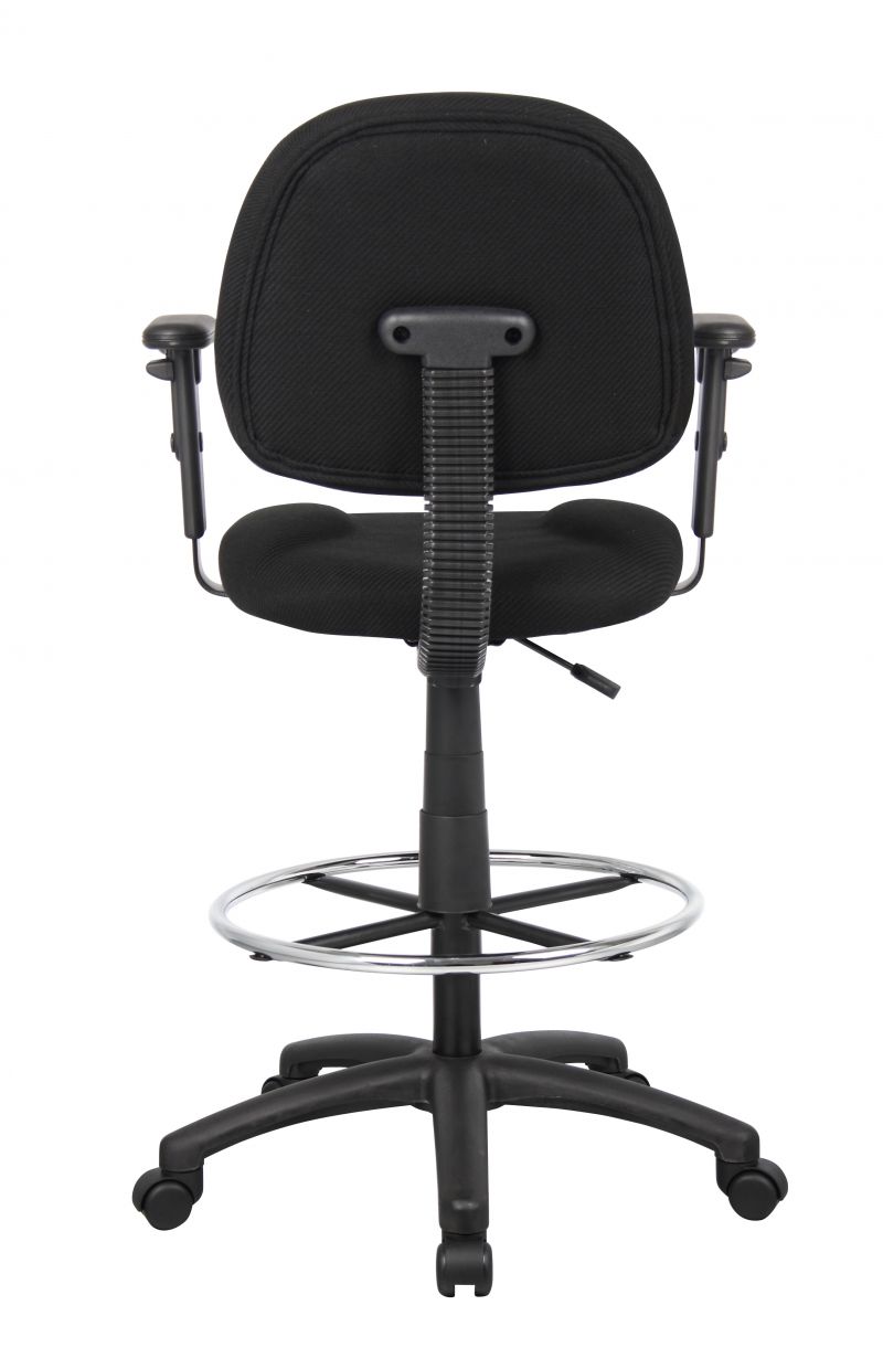 Boss Ergonomic Works Adjustable Drafting Chair With Adjustable Arms And Removable Foot Rest, Black