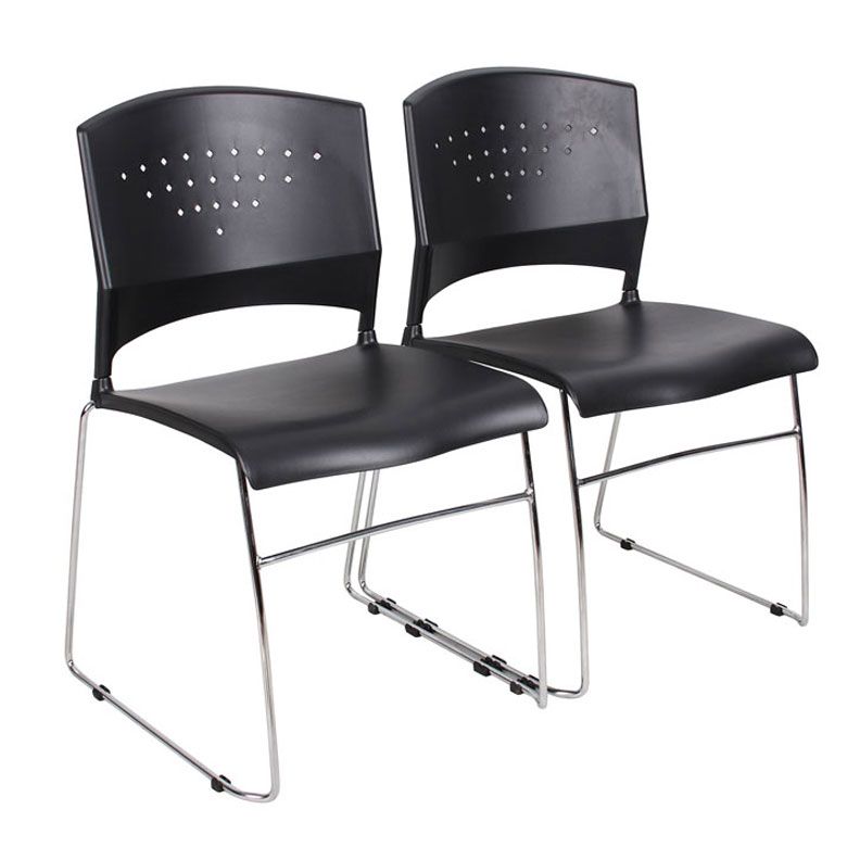 Boss Black Stack Chair With Chrome Frame (Set Of 2)