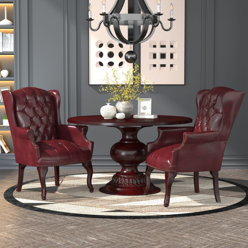 Boss Wingback Traditional Guest Chair In Burgundy