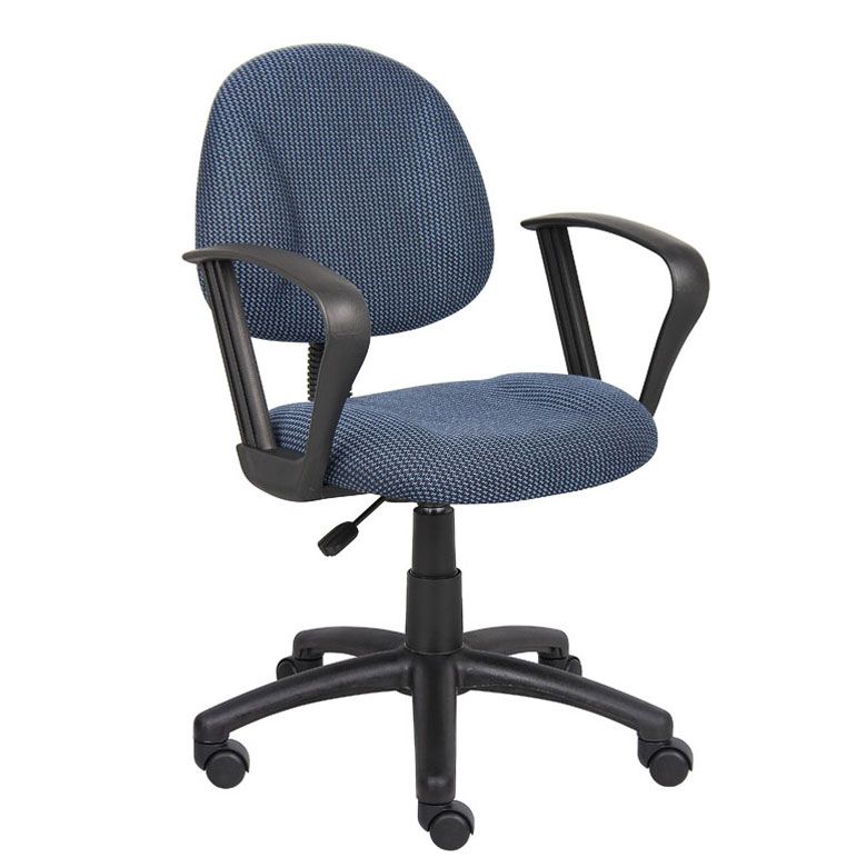 Boss Perfect Posture Deluxe Office Task Chair With Loop Arms, Blue