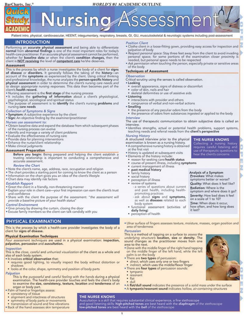 Quickstudy | Nursing Assessment Laminated Study Guide